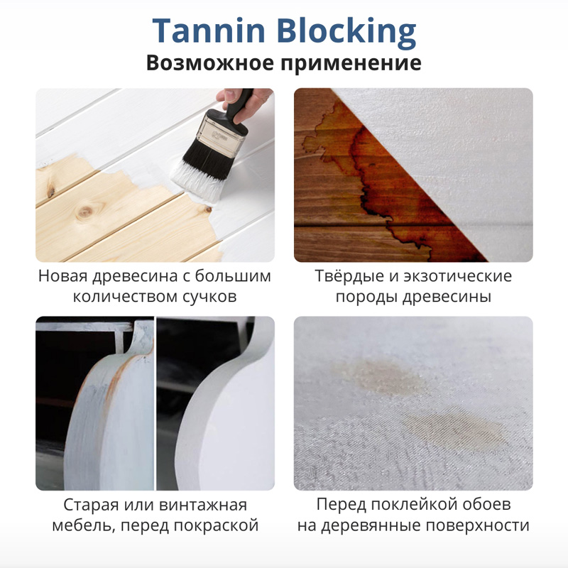 Грунт для блокировки пятен танина TimberCare Tannin Blocking (цвет: белый), банка 0,75л