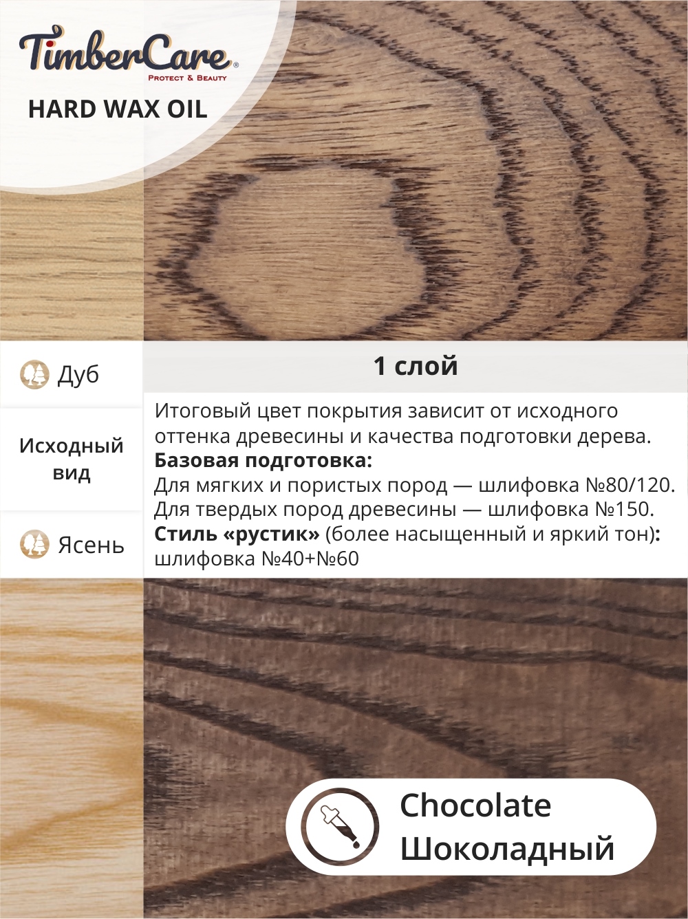 Защитное масло с твердым воском TimberCare Hard Wax Oil (цвет: Шоколадный/ Chocolate), банка 0,175л